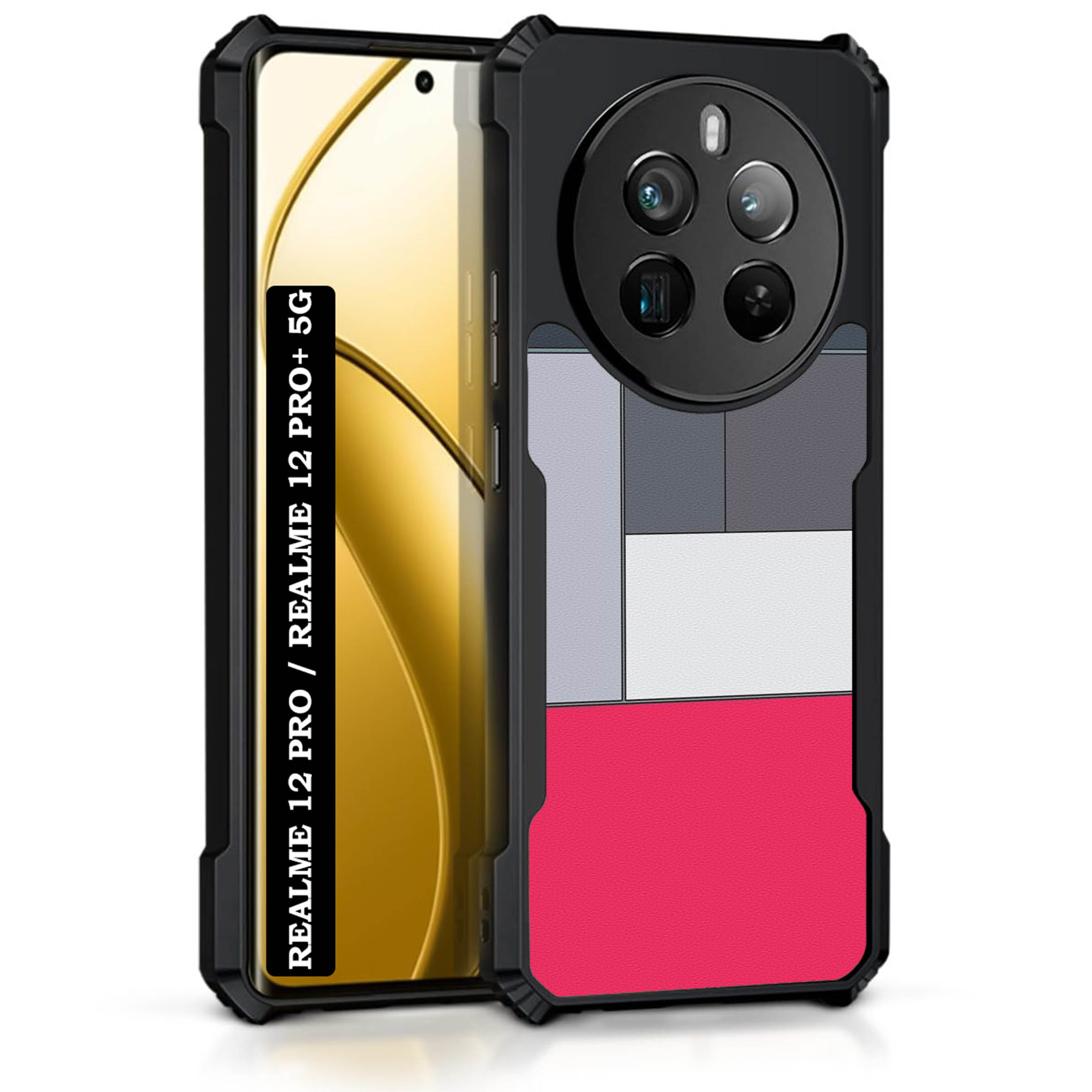 Coberta Back Cover For Realme 12 Pro Plus 5G Back Cover Case - 3D Boxes pink grey white PT99 D11200