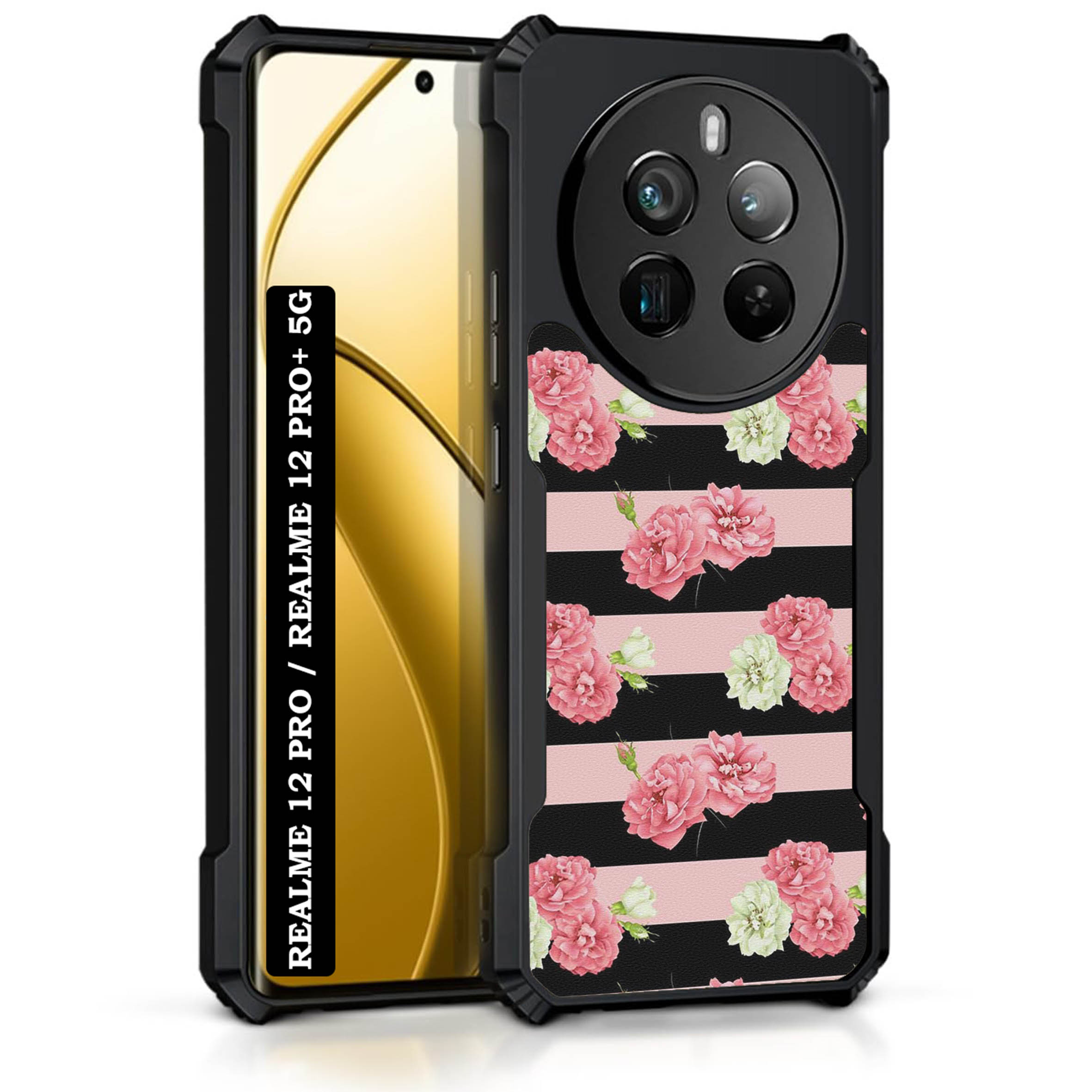 Coberta Back Cover For Realme 12 Pro Plus 5G Back Cover Case - Small Floral with stripes PT99 D11720