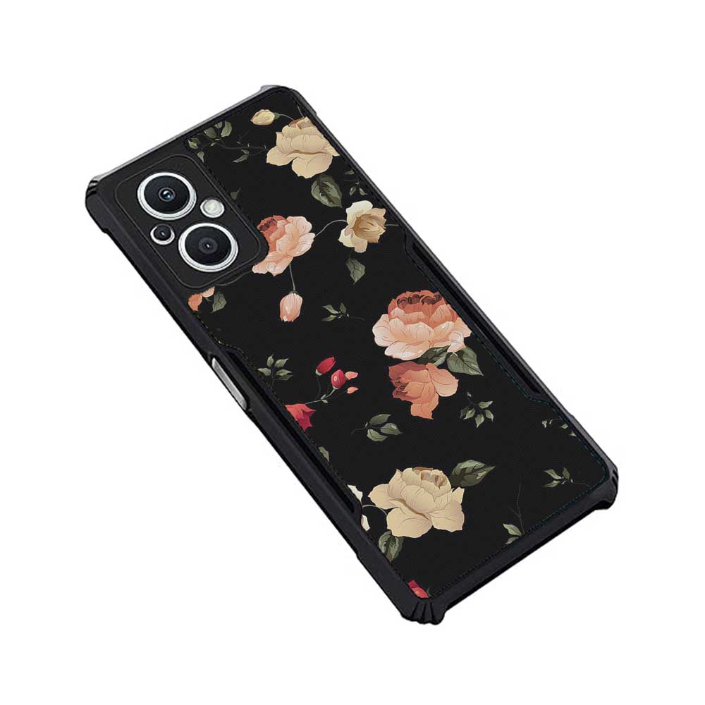 Coberta Back Cover For OPPO F21 Pro 5G Back Cover Case - Bright Black Floral PT99 D11411