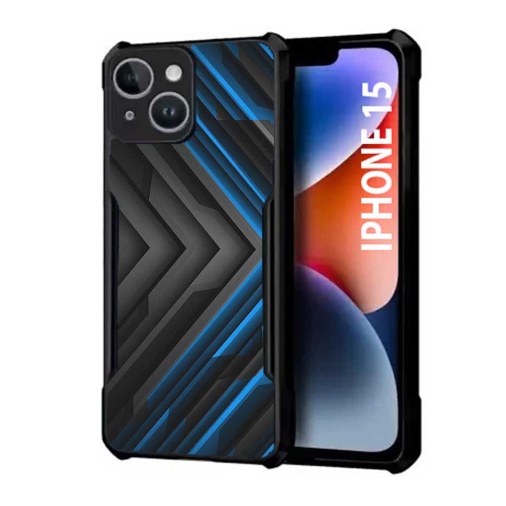 Coberta Back Cover For Apple iPhone 15 Back Cover Case - Bright Black and Blue 3D Design PT99 D11682
