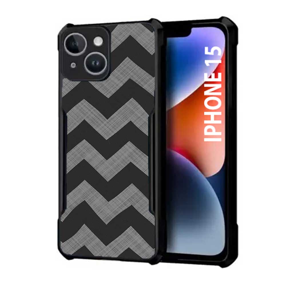 Coberta Back Cover For Apple iPhone 15 Back Cover Case - Grey black zig zag pattern PT99 D11862