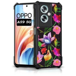 Coberta Back Cover For OPPO A59 5G Back Cover Case - Black Floral colorful bright PT99 D12115