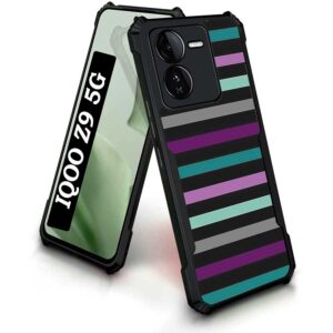 Coberta Back Cover For iQoo Z9 5G Back Cover Case - Purple blue gray black stripes PT99 D13145