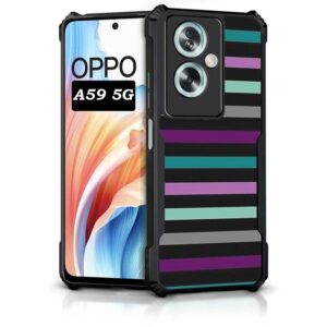 Coberta Back Cover For OPPO A59 5G Back Cover Case - Purple blue gray black stripes PT99 D13145