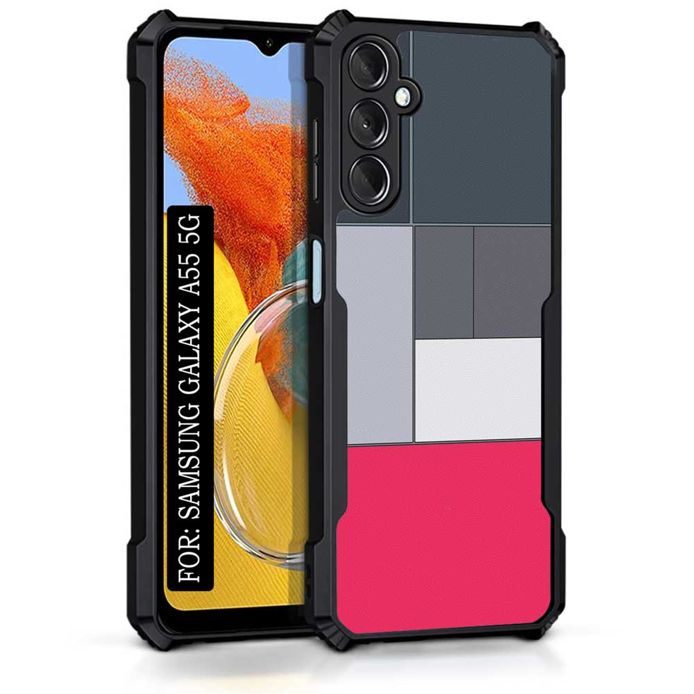 Coberta Back Cover For Samsung Galaxy A55 5G Back Cover Case - 3D Boxes pink grey white PT99 D11200