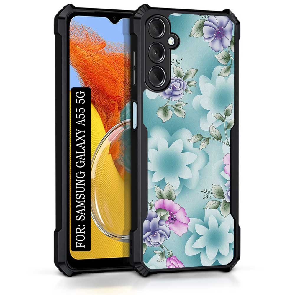 Coberta Back Cover For Samsung Galaxy A55 5G Back Cover Case - Beautiful Blue Floral PT99 D11555