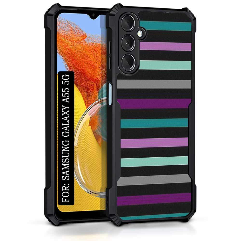 Coberta Back Cover For Samsung Galaxy A55 5G Back Cover Case - Purple blue gray black stripes PT99 D13145