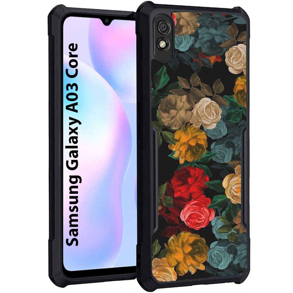 Coberta Back Cover For Samsung Galaxy A03 Core Back Cover Case - Beautiful Black Floral PT99 D15001