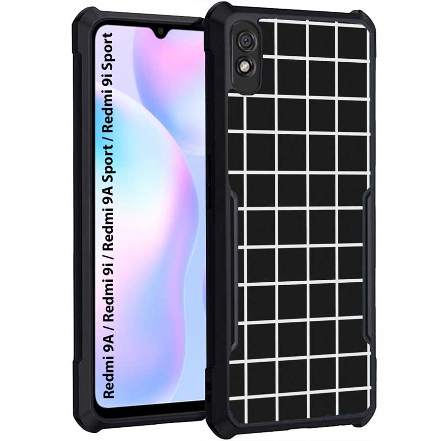 Coberta Back Cover For Redmi 9A Back Cover Case - Black Checkered checks PT99 D11053