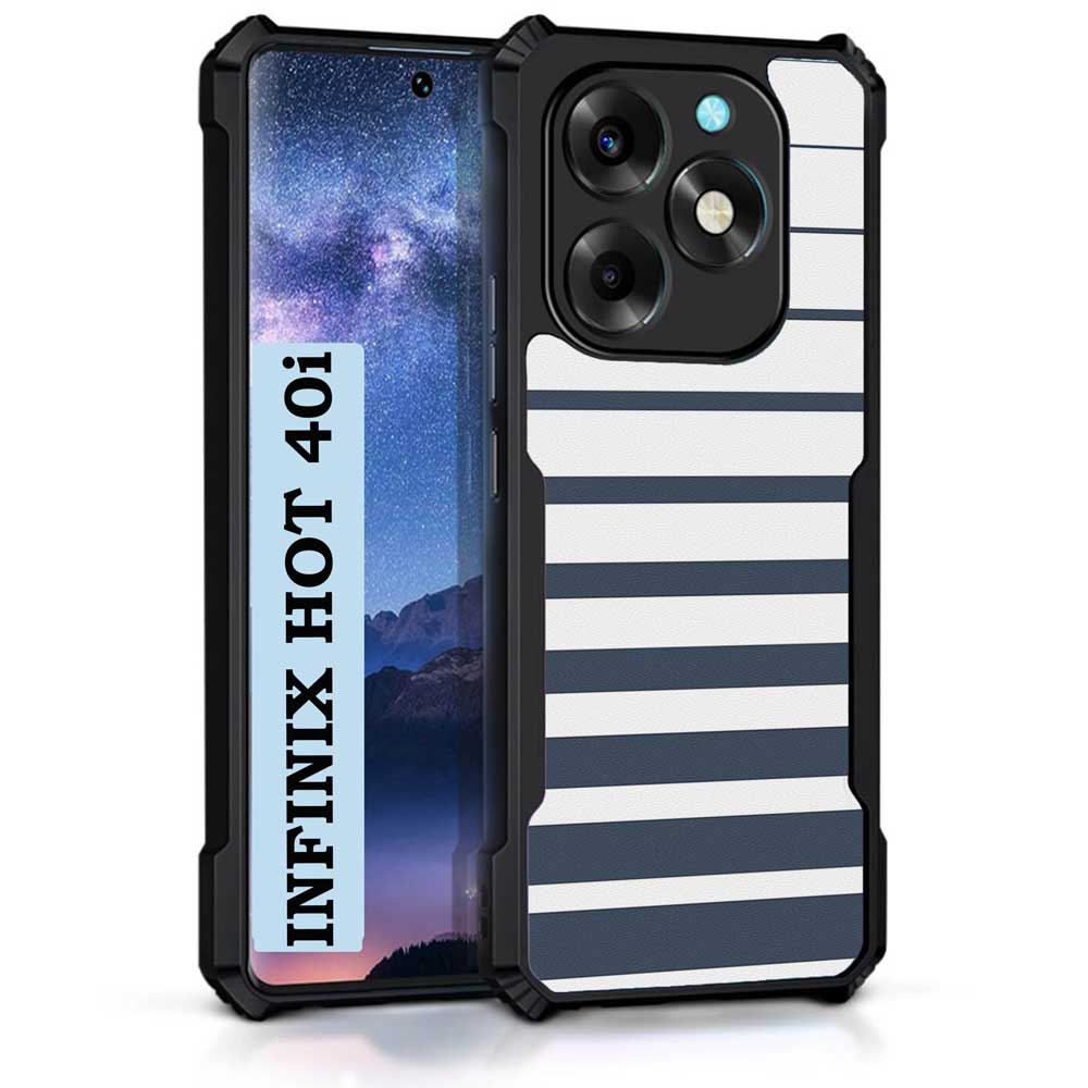Coberta Back Cover For Infinix Hot 40i Back Cover Case - Dark grey and white modern stripes PT99 D11832