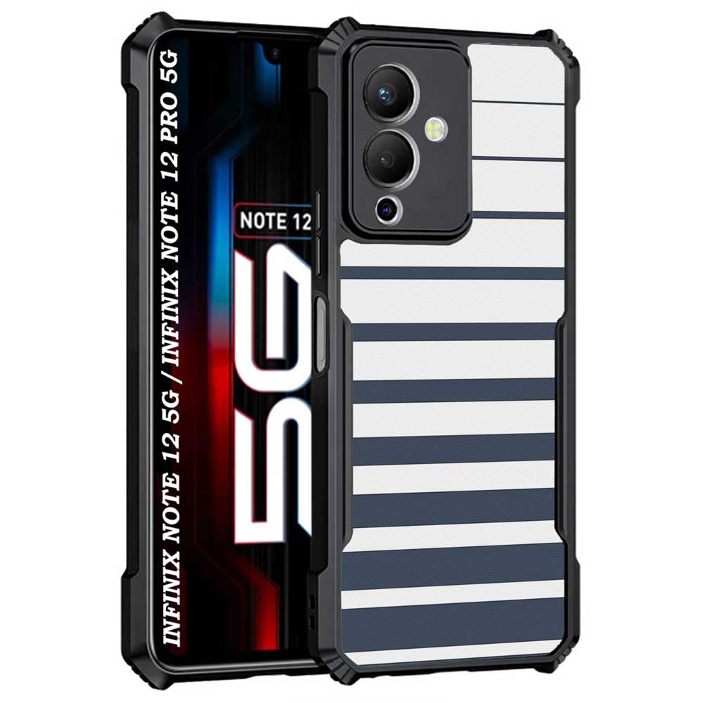 Coberta Back Cover For Infinix Note 12 Pro 5G Back Cover Case - Dark grey and white modern stripes PT99 D11832