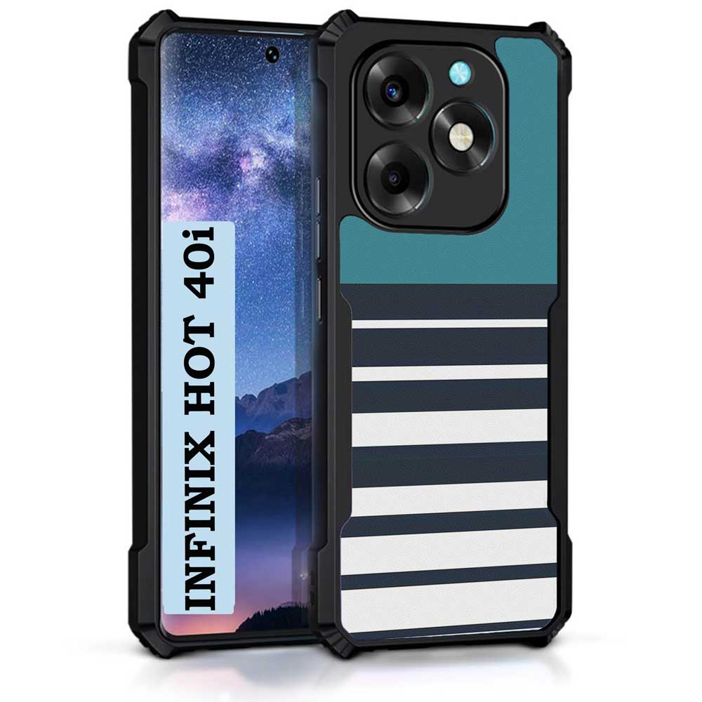 Coberta Back Cover For Infinix Hot 40i Back Cover Case - Cyan stripes PT99 D11847