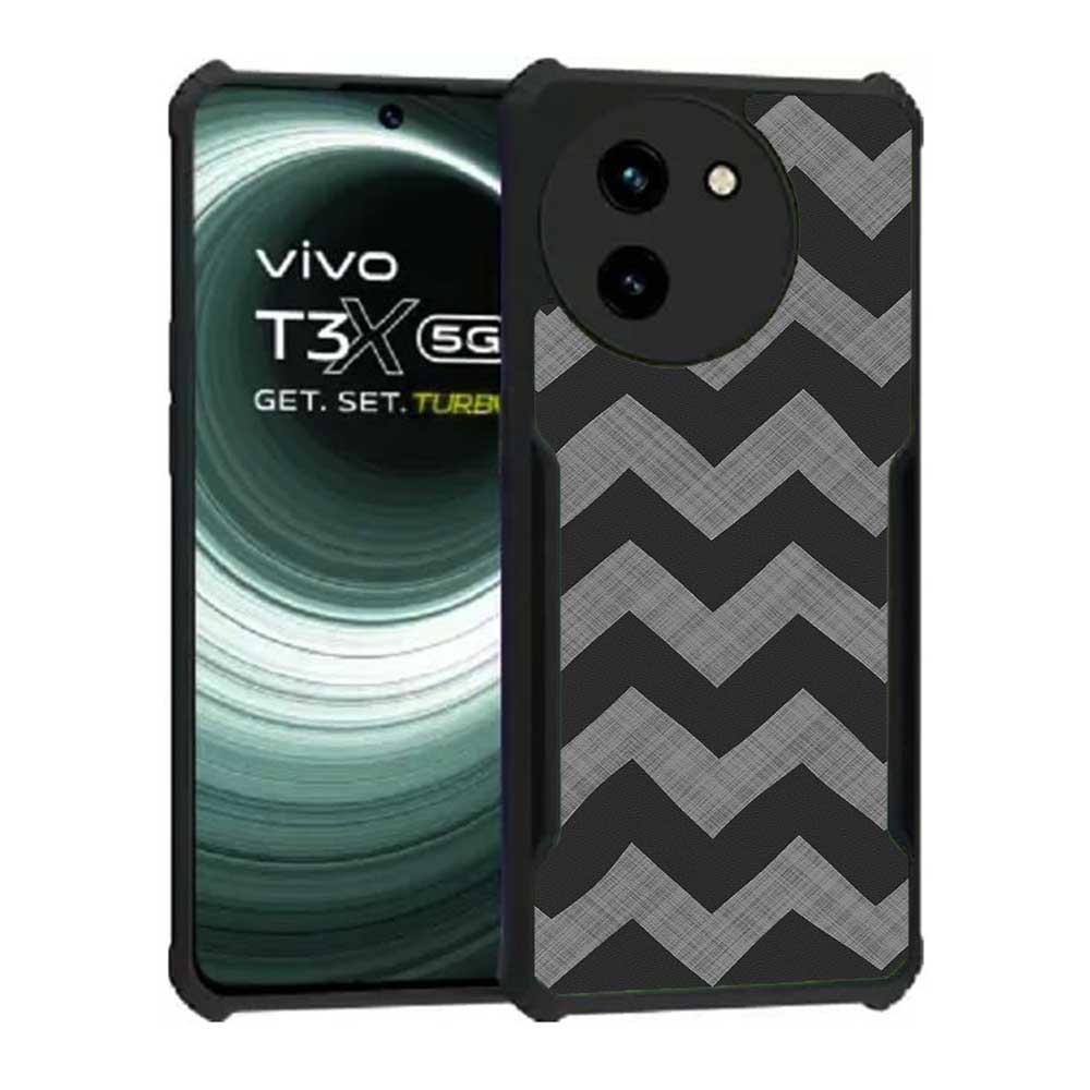 Coberta Back Cover For vivo T3x 5G Back Cover Case - Grey black zig zag pattern PT99 D11862