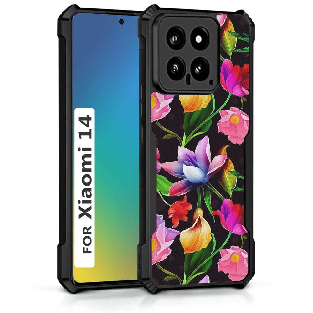 Coberta Back Cover For Xiaomi 14 Back Cover Case - Black Floral colorful bright PT99 D12115