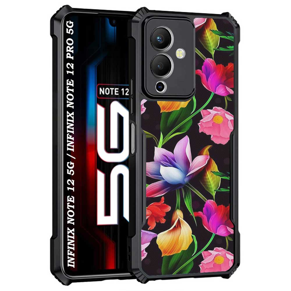 Coberta Back Cover For Infinix Note 12 5G Back Cover Case - Black Floral colorful bright PT99 D12115