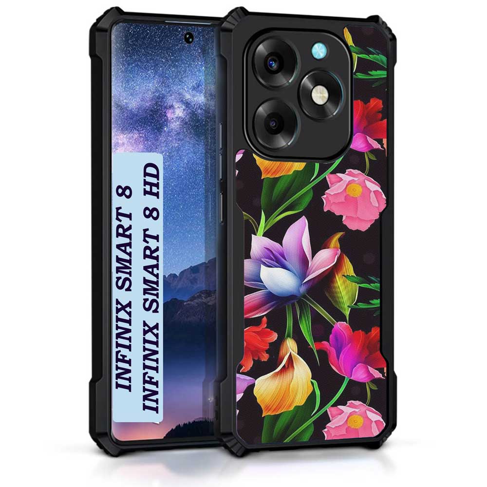 Coberta Back Cover For Infinix Smart 8 Back Cover Case - Black Floral colorful bright PT99 D12115