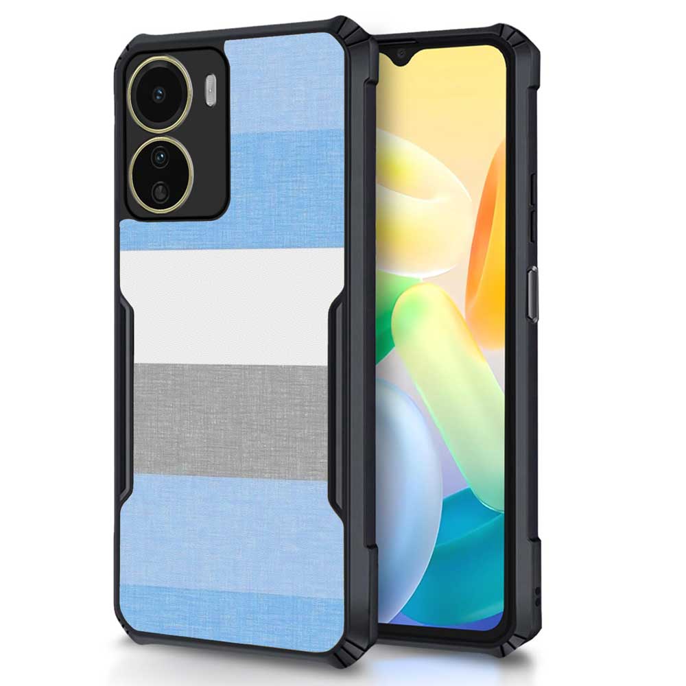 Coberta Back Cover For Vivo Y16 Back Cover Case - Blue white and Grey stripes PT99 D12659