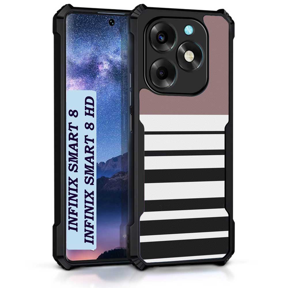 Coberta Back Cover For Infinix Smart 8 Back Cover Case - Stripes designer case Brown black white PT99 D12691