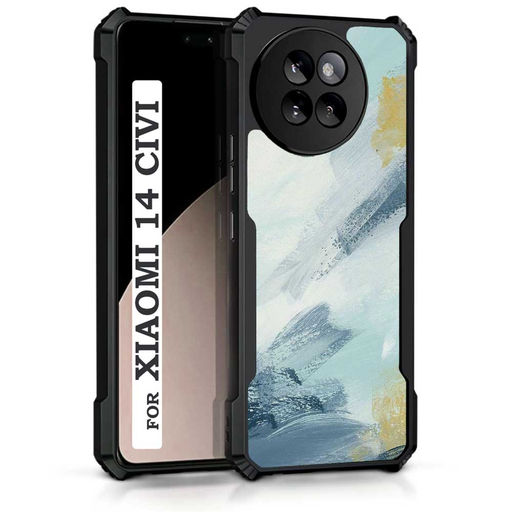 Coberta Back Cover For Xiaomi 14 CIVI Back Cover Case - Blue grey yellow Marble photo art PT99 D12984