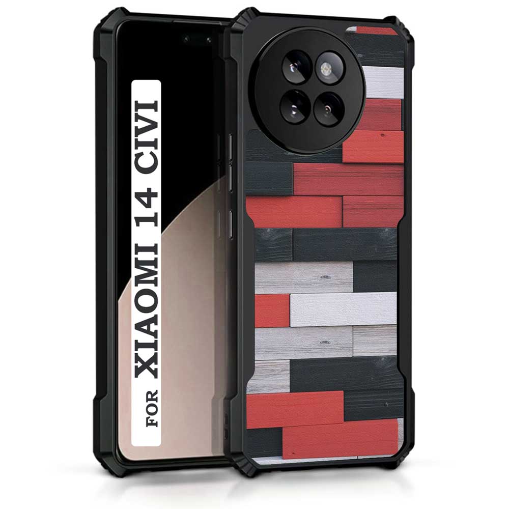 Coberta Back Cover For Xiaomi 14 CIVI Back Cover Case - Colorful red black white bricks PT99 D13038