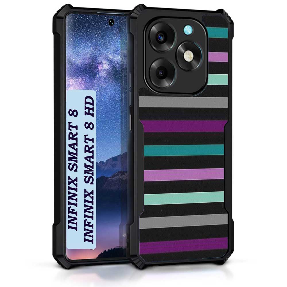 Coberta Back Cover For Infinix Smart 8 Back Cover Case - Purple blue gray black stripes PT99 D13145