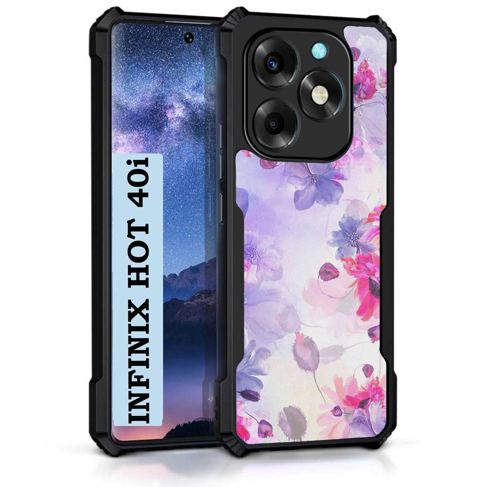 Coberta Back Cover For Infinix Hot 40i Back Cover Case - Pink purple floral for Her design PT99 D13617