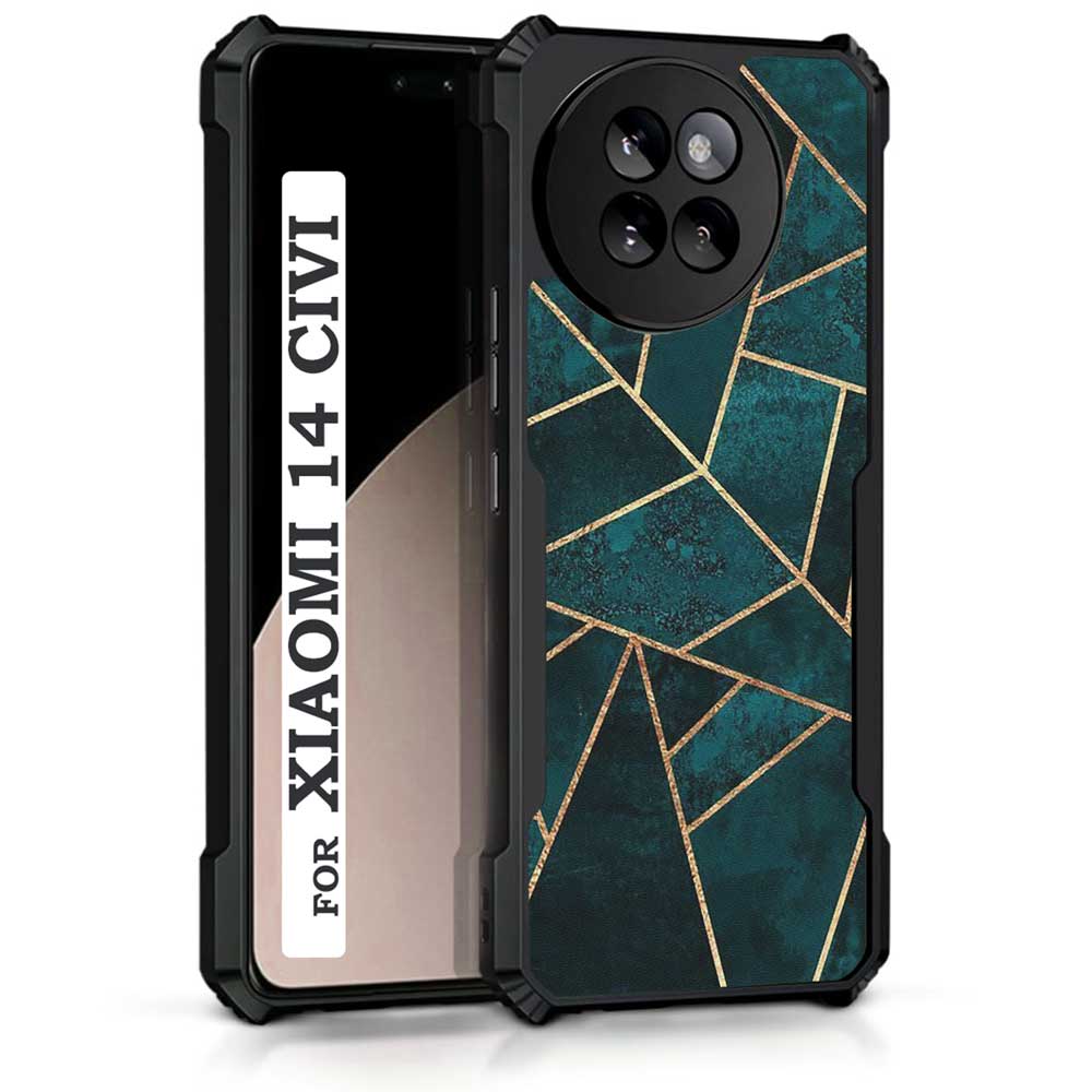 Coberta Back Cover For Xiaomi 14 CIVI Back Cover Case - Dark Green golden abstract PT99 D14984
