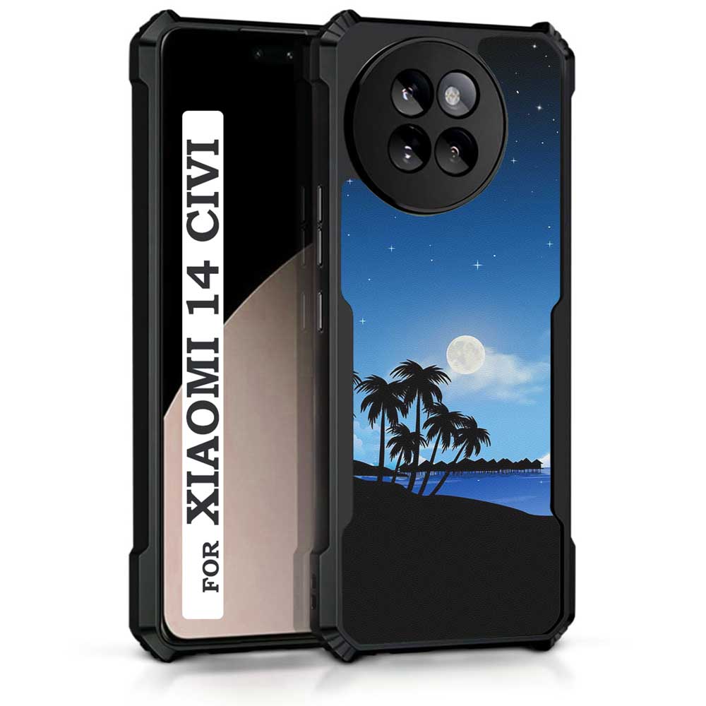 Coberta Back Cover For Xiaomi 14 CIVI Back Cover Case - Blue night Moon Beach sky PT99 D15024