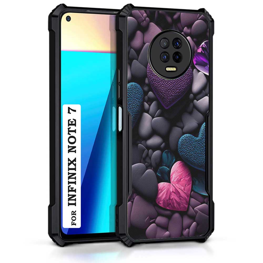 Coberta Back Cover For Infinix Note 7 Back Cover Case - Dark color Hearts Confetti Love PT99 D16005