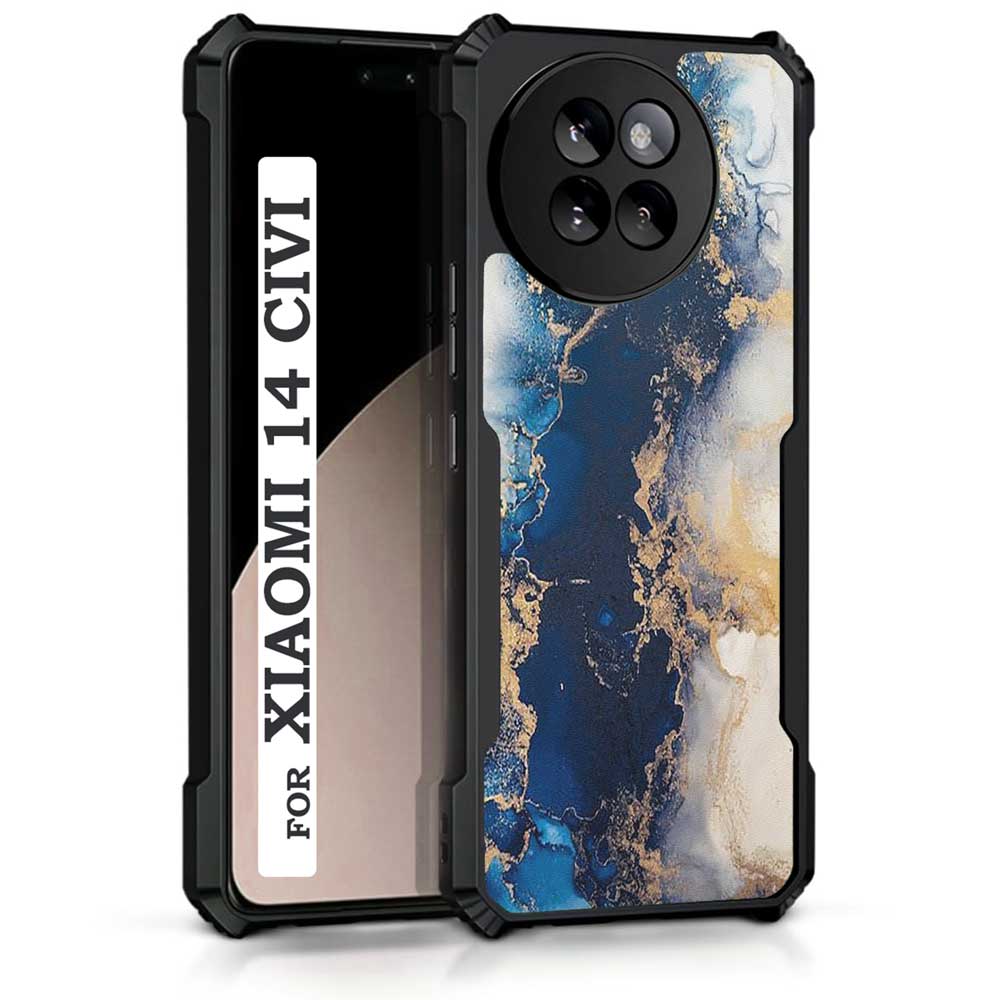 Coberta Back Cover For Xiaomi 14 CIVI Back Cover Case - Black blue Gold Bright Design PT99 D16041