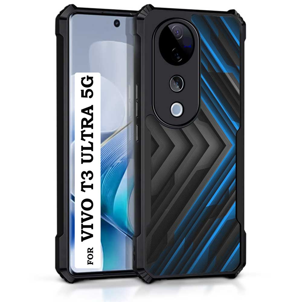 Coberta Back Cover For vivo T3 Ultra 5G Back Cover Case - Bright Black and Blue 3D Design PT99 D11682