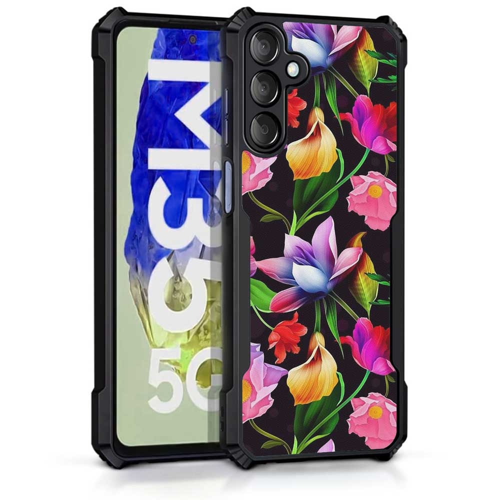 Coberta Back Cover For Samsung Galaxy M35 5G Back Cover Case - Black Floral colorful bright PT99 D12115