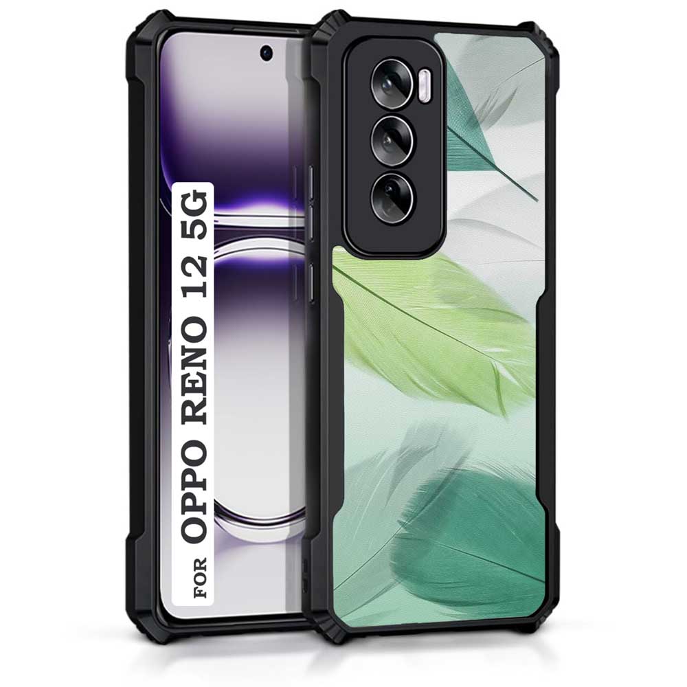 Coberta Back Cover For Oppo Reno 12 5G Back Cover Case - Feathers green shades PT99 D13682