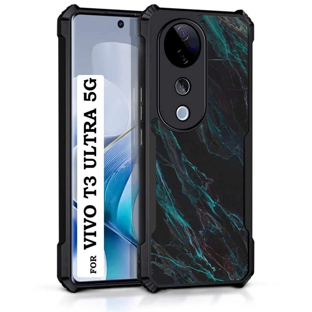 Coberta Back Cover For vivo T3 Ultra 5G Back Cover Case - Black and Deep Green Marble PT99 D13689