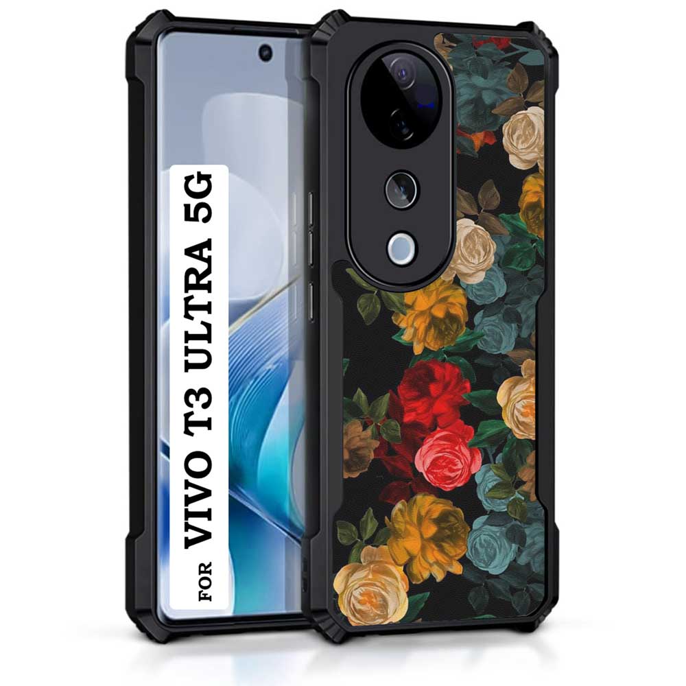 Coberta Back Cover For vivo T3 Ultra 5G Back Cover Case - Beautiful Black Floral PT99 D15001