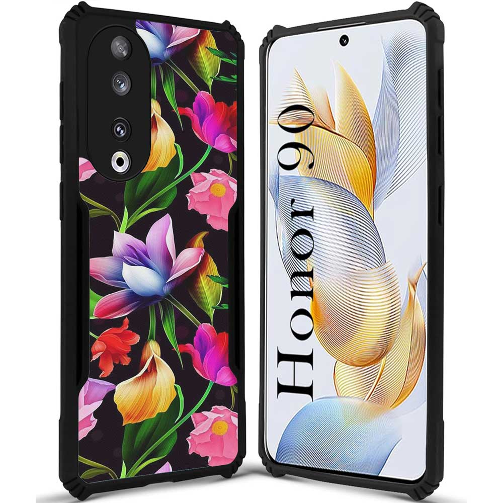 Coberta Back Cover For HONOR 90 Back Cover Case - Black Floral colorful bright PT99 D12115