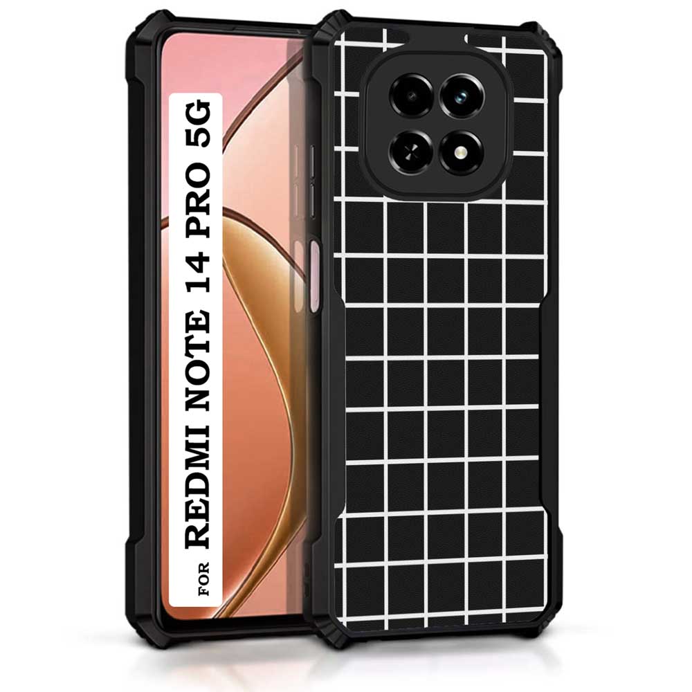 Coberta Back Cover For Redmi Note 14 Pro 5G Back Cover Case - Black Checkered checks PT99 D11053