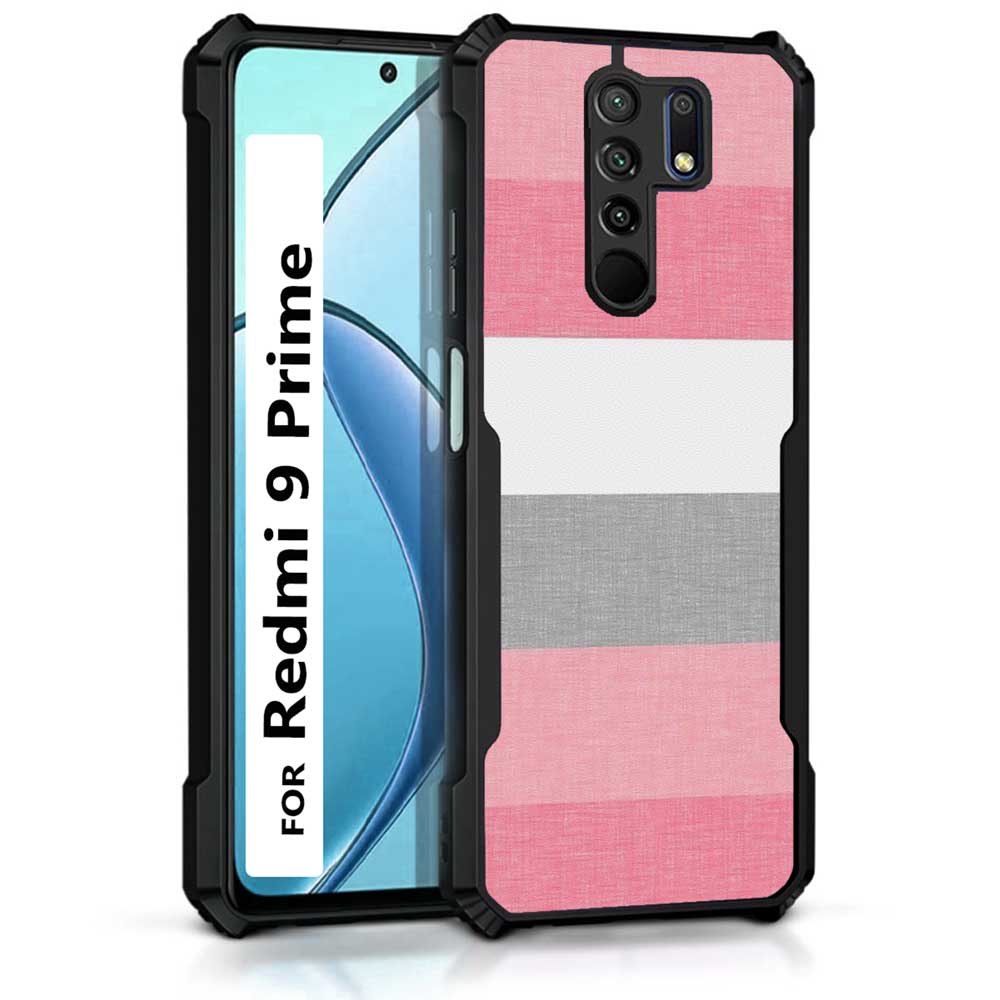 Coberta Back Cover For Redmi 9 Prime Back Cover Case - Pink grey and white stripes PT99 D11343