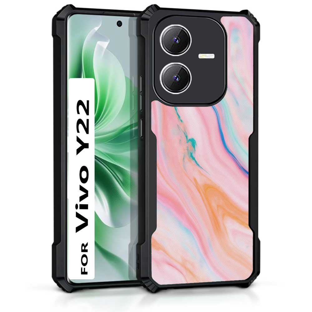 Coberta Back Cover For Vivo Y22 Back Cover Case - Pink Marble PT99 D11781