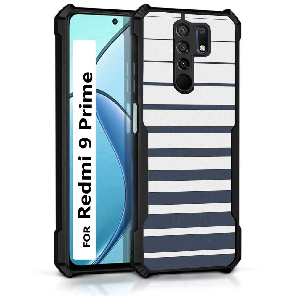 Coberta Back Cover For Redmi 9 Prime Back Cover Case - Dark grey and white modern stripes PT99 D11832