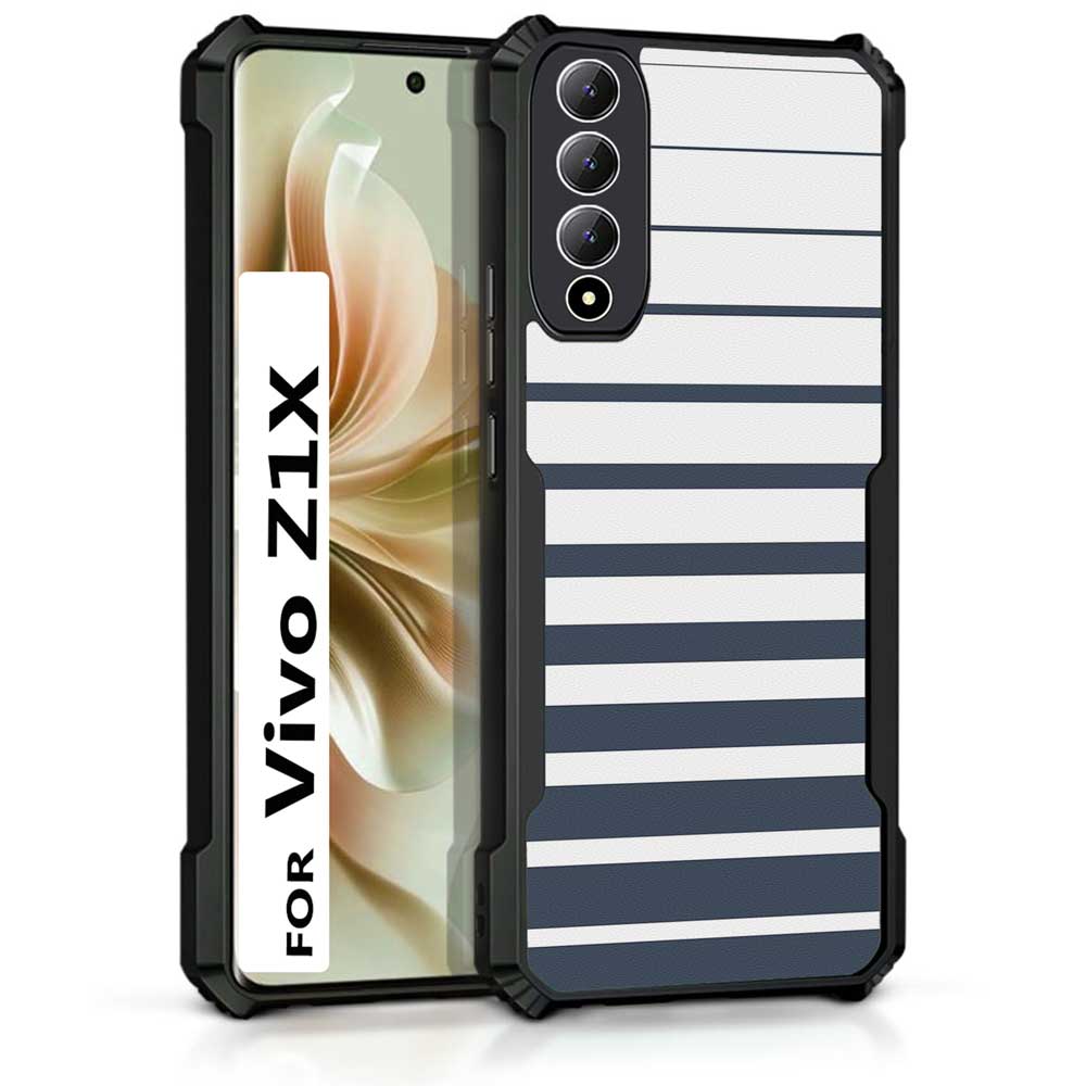 Coberta Back Cover For Vivo Z1x Back Cover Case - Dark grey and white modern stripes PT99 D11832