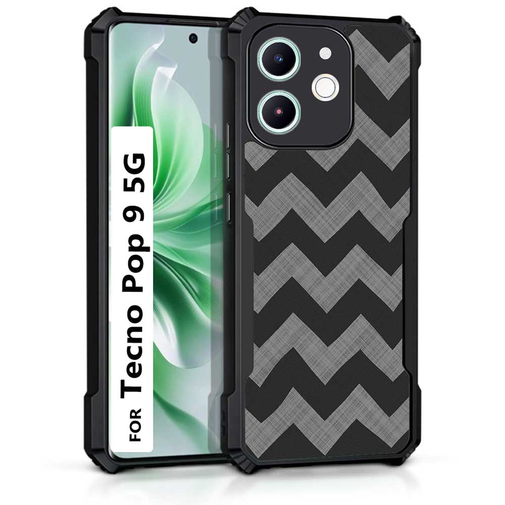 Coberta Back Cover For Tecno Pop 9 5G Back Cover Case - Grey black zig zag pattern PT99 D11862