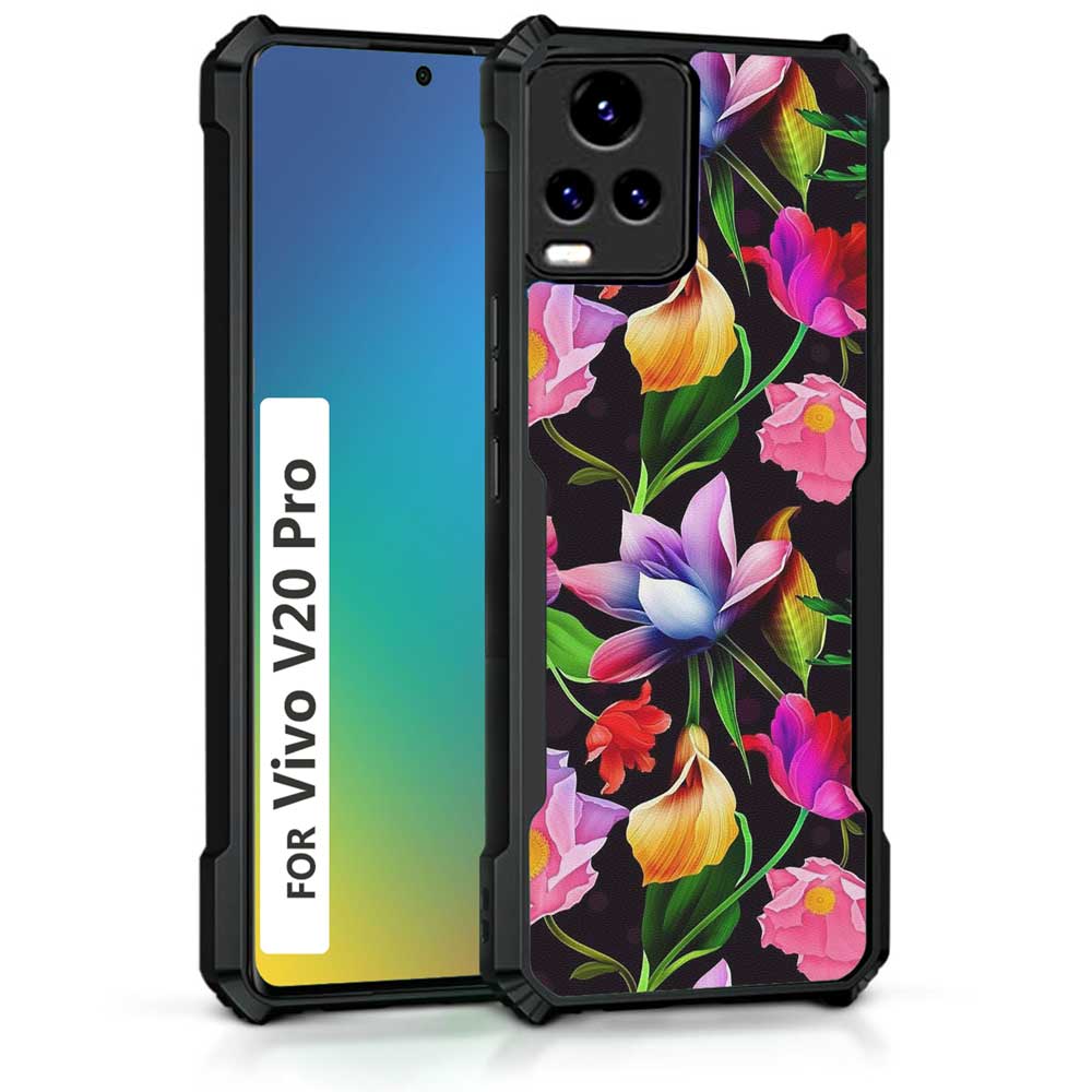 Coberta Back Cover For Vivo V20 Pro Back Cover Case - Black Floral colorful bright PT99 D12115