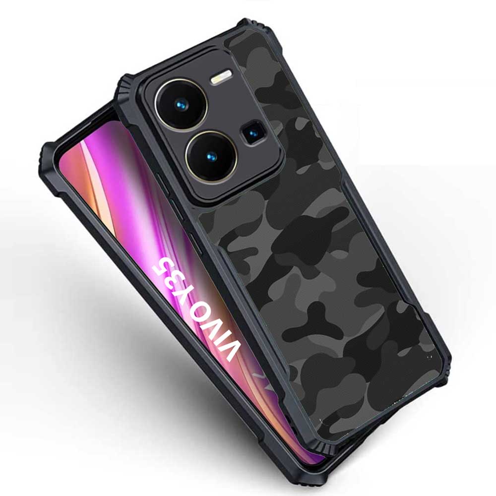 Coberta Back Cover For Vivo Y35 Back Cover Case - Black Camoflague Camo PT99 D12246