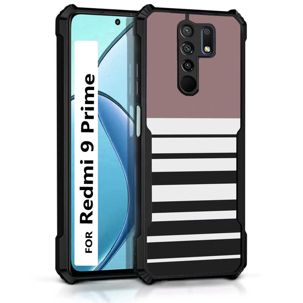 Coberta Back Cover For Redmi 9 Prime Back Cover Case - Stripes designer case Brown black white PT99 D12691