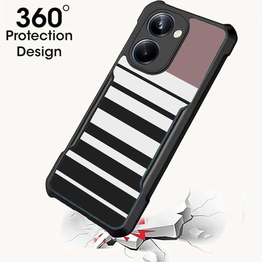 Coberta Back Cover For Vivo Y36 Back Cover Case - Stripes designer case Brown black white PT99 D12691
