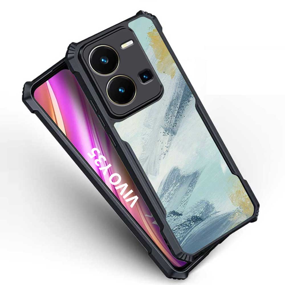 Coberta Back Cover For Vivo Y35 Back Cover Case - Blue grey yellow Marble photo art PT99 D12984