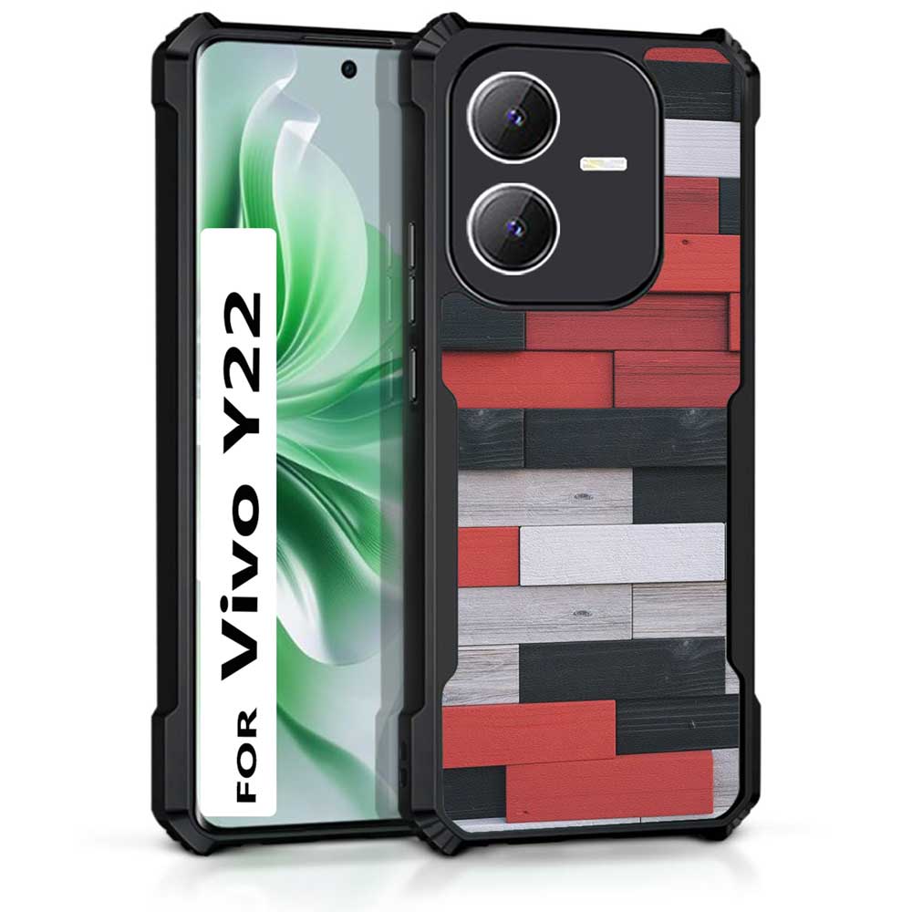Coberta Back Cover For Vivo Y22 Back Cover Case - Colorful red black white bricks PT99 D13038