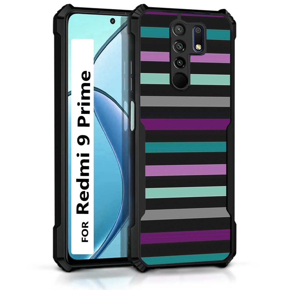 Coberta Back Cover For Redmi 9 Prime Back Cover Case - Purple blue gray black stripes PT99 D13145