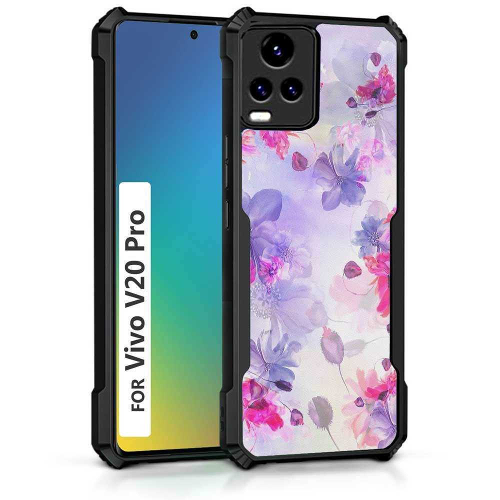 Coberta Back Cover For Vivo V20 Pro Back Cover Case - Pink purple floral for Her design PT99 D13617